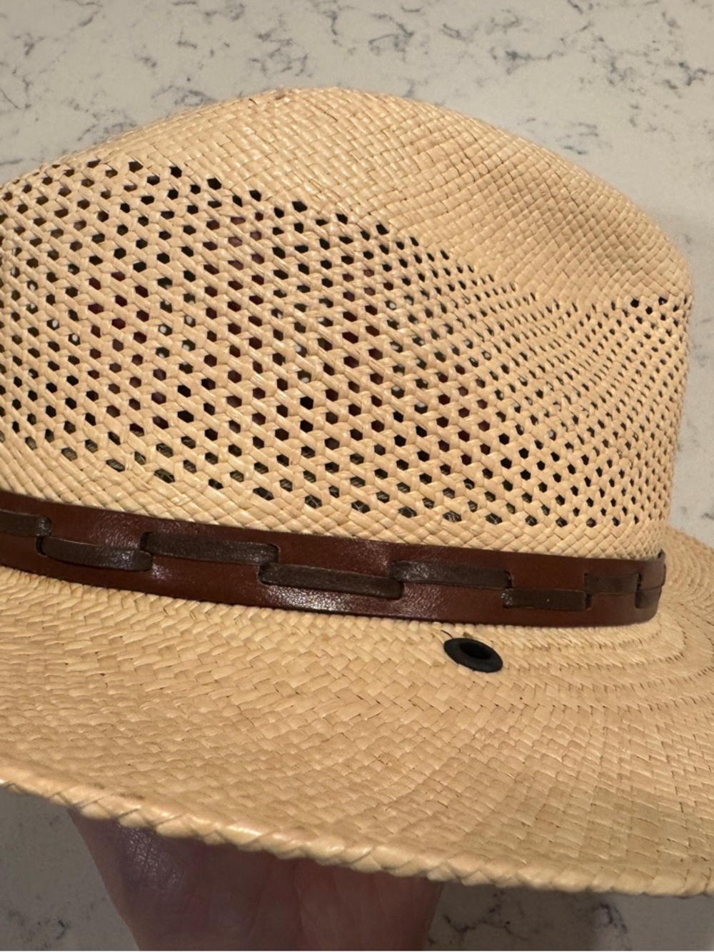 Stetson Natural Straw Hat with Leather Band - Picture 4 of 8